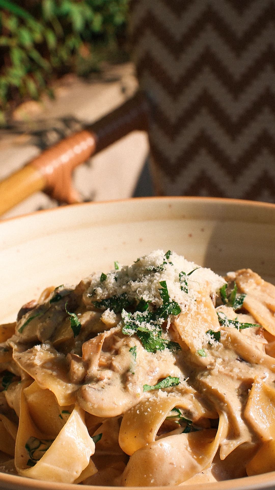 Pasta with mushrooms and parmesan
