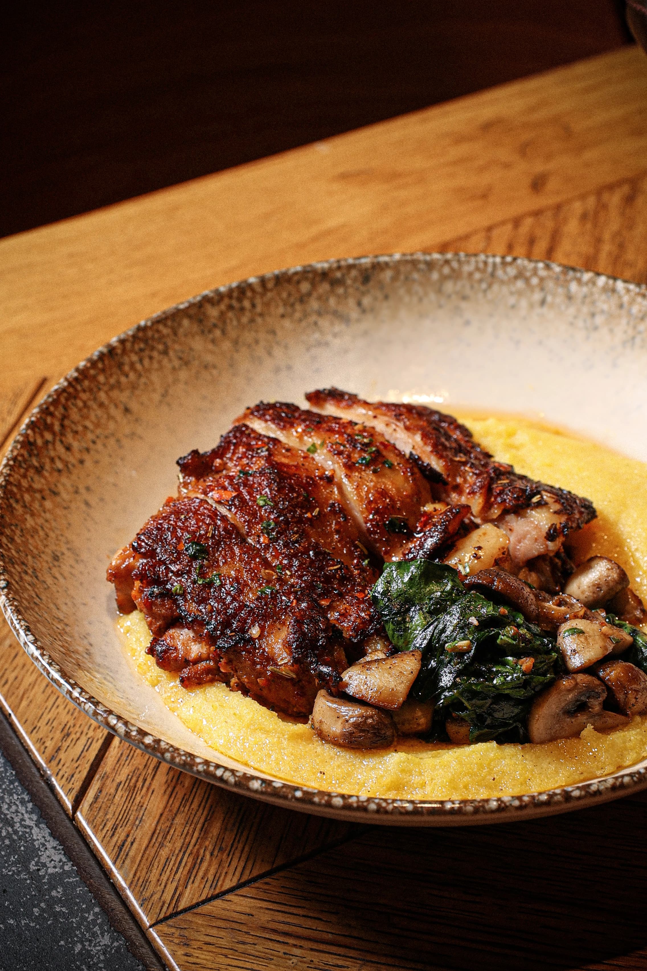 Chicken on creamy polenta
