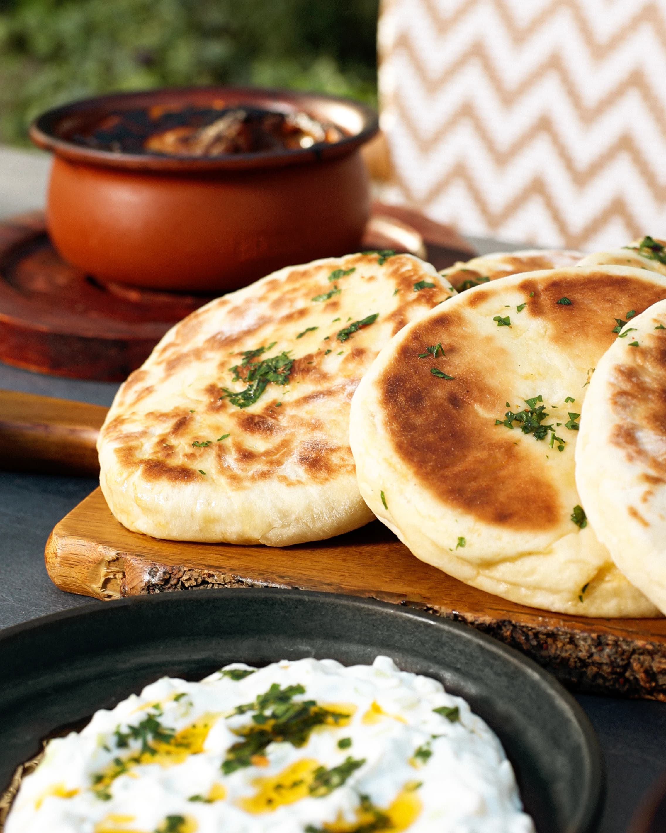 Fresh bread and meze