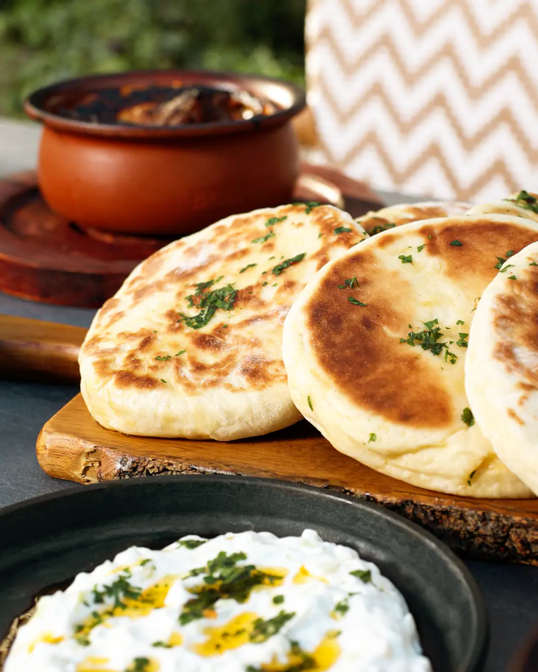 Fresh bread and meze